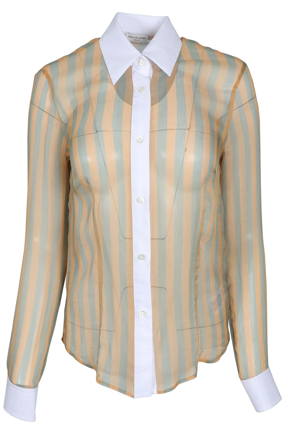 DRIES VAN NOTEN ORANGE SILK SHIRT FR 38 UK 10