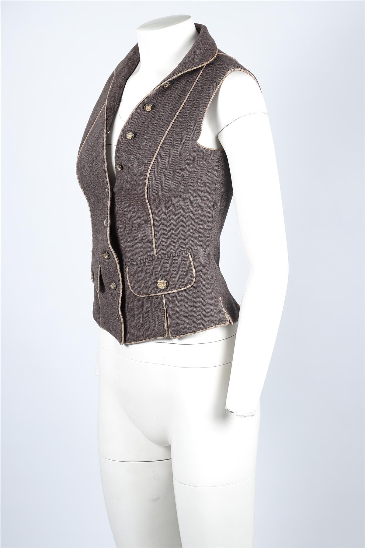 DOLCE & GABBANA BROWN WOOL WAISTCOAT IT 40 UK 8
