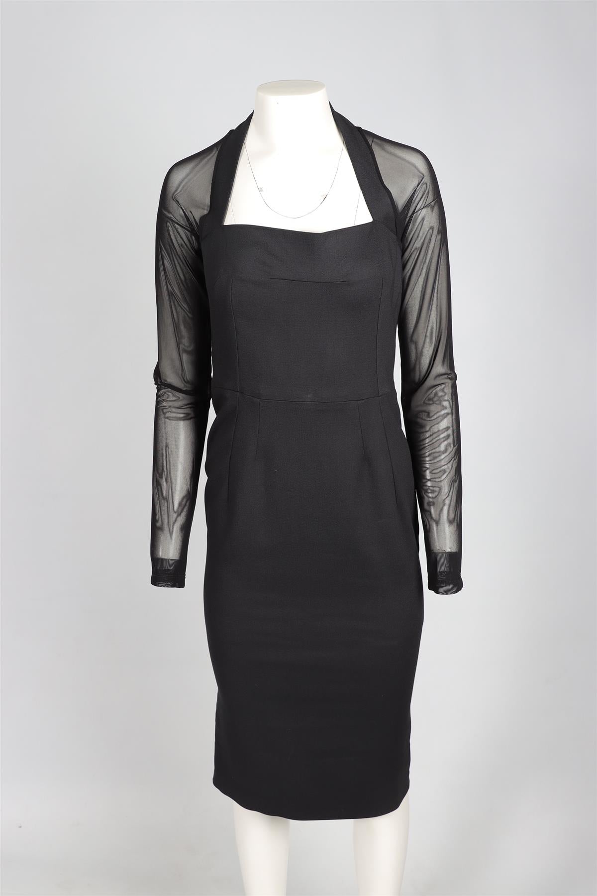 DOLCE & GABANNA BLACK CREPE MIDI DRESS IT 46 UK 14