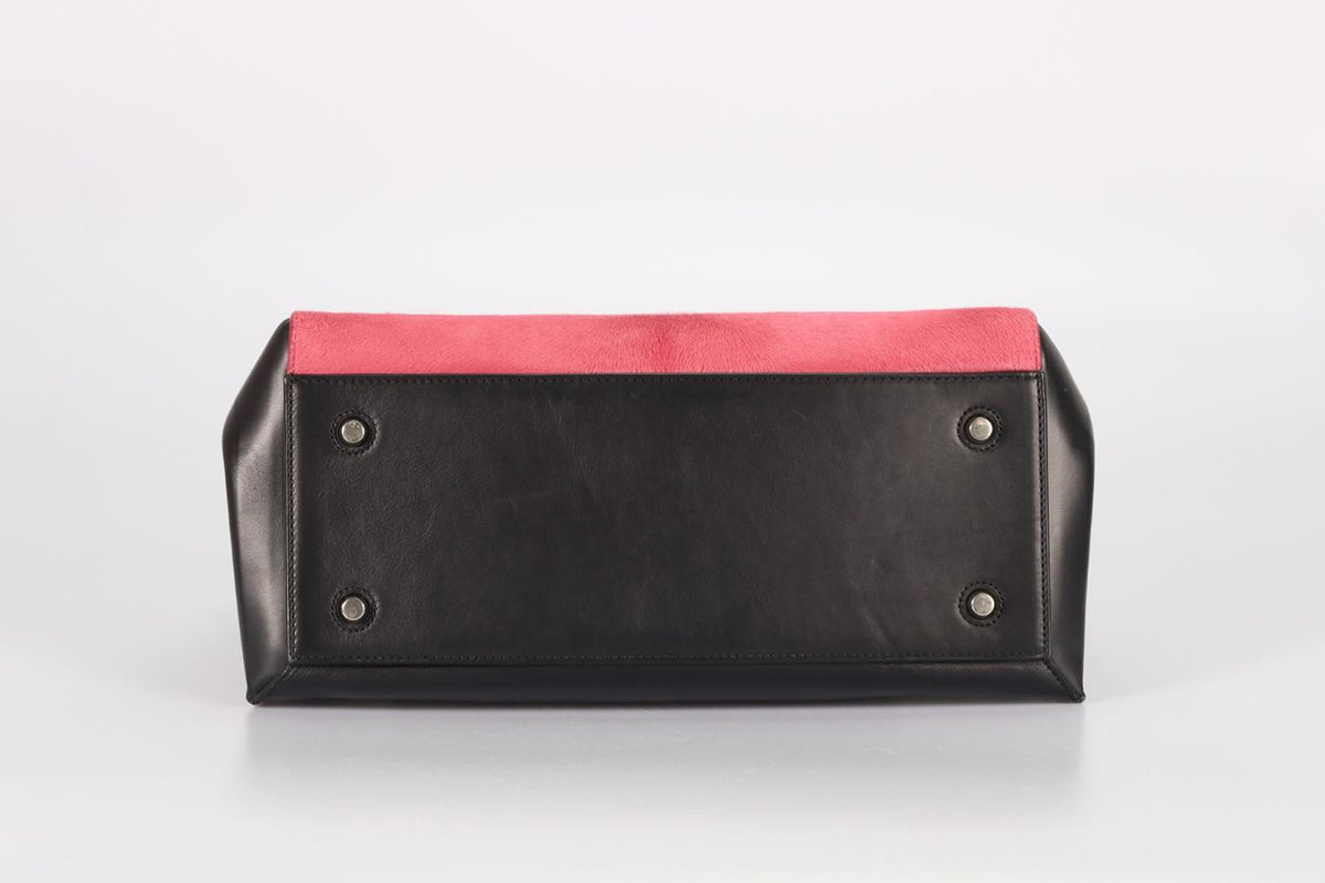 CELINE EDGE LARGE CALF HAIR AND LEATHER SHOULDER BAG