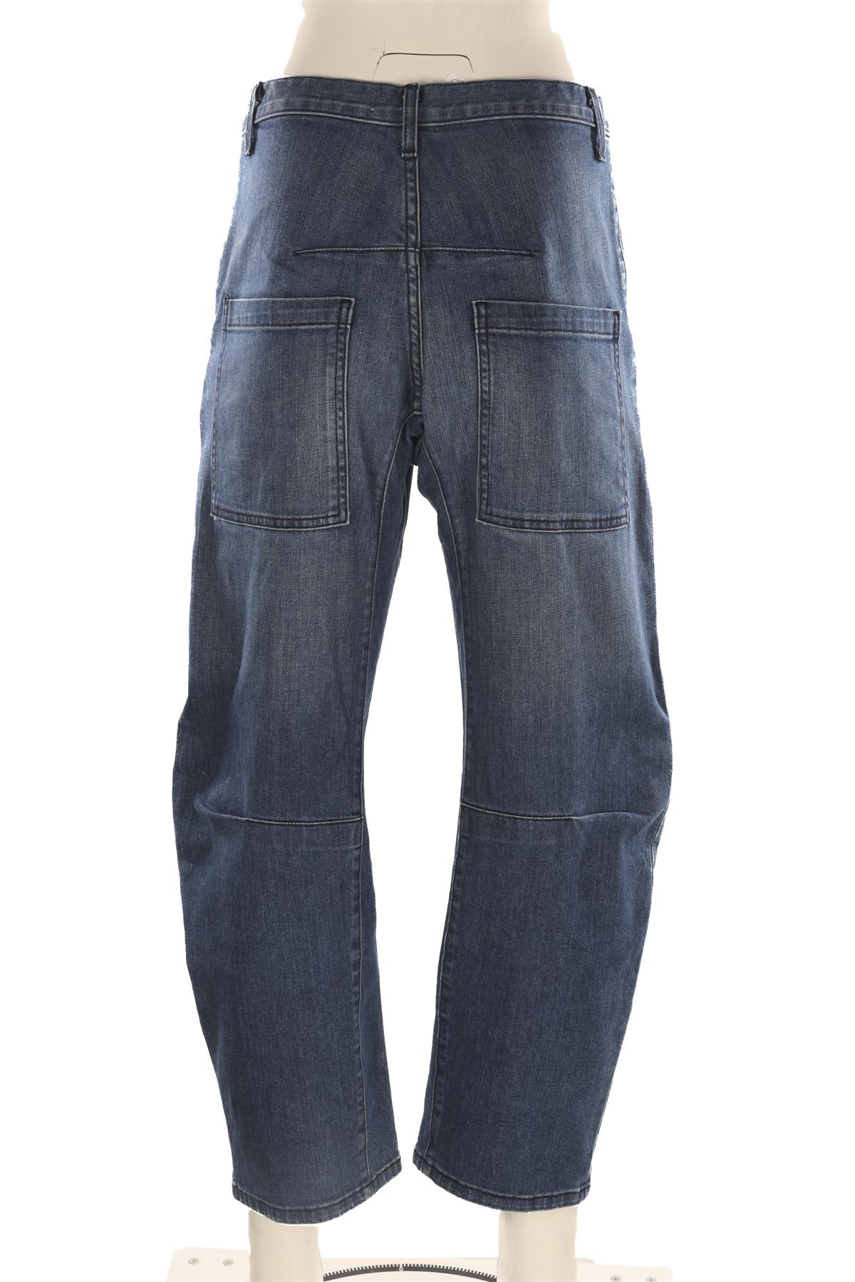 NILI LOTAN BLUE HIGH RISE BARREL LEG JEANS W25