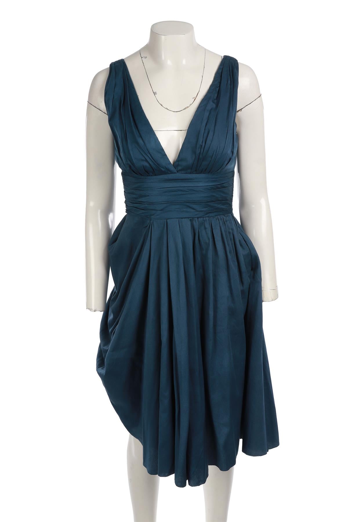 PRADA BLUE COTTON MIDI DRESS IT 40 UK 8