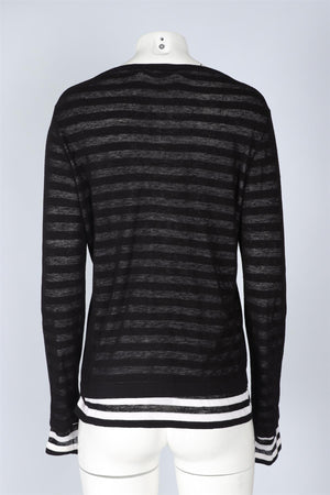 MICHAEL KORS BLACK LINEN TOP LARGE