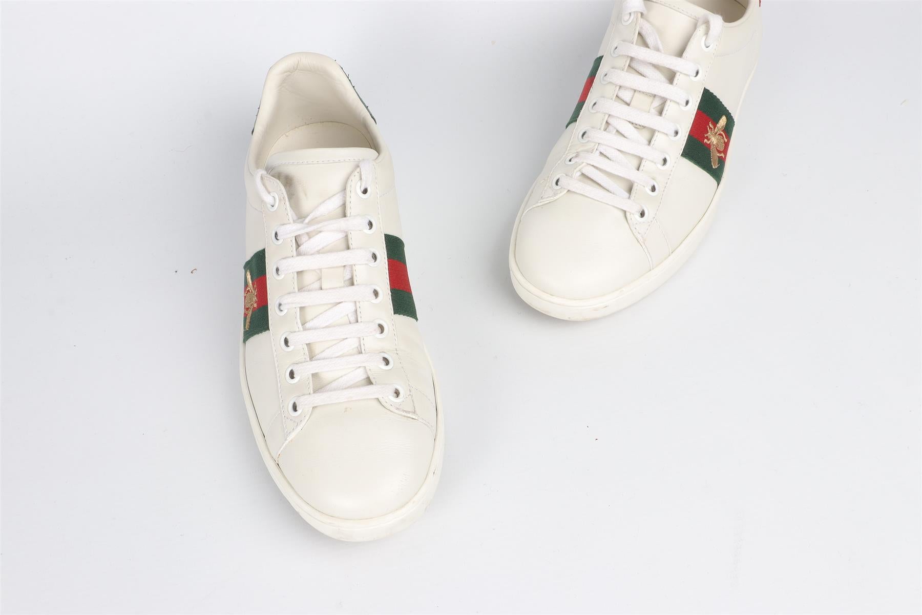 GUCCI WHITE ACE LEATHER SNEAKERS EU 37.5, UK 4.5, US 7.5