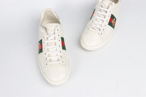 GUCCI WHITE ACE LEATHER SNEAKERS EU 37.5, UK 4.5, US 7.5