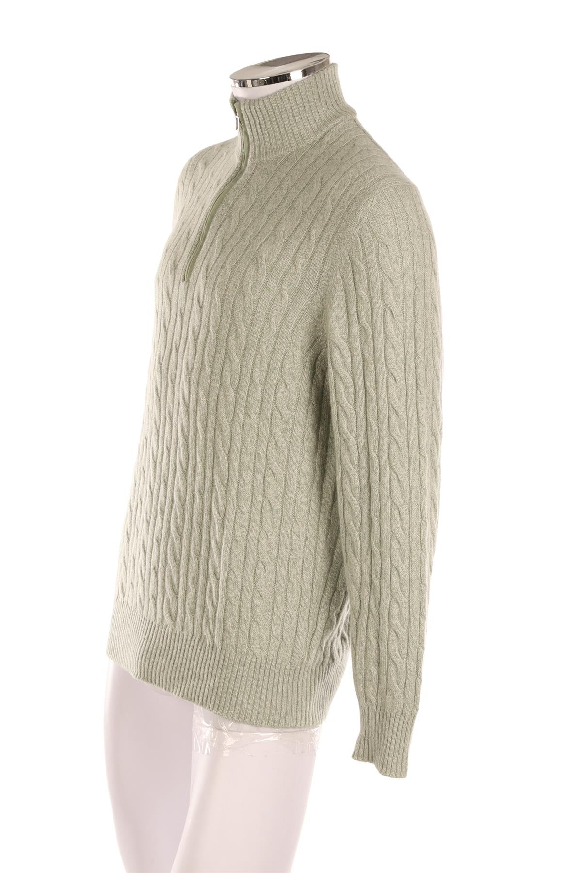 LORO PIANA GREEN MEN'S CASHMERE SWEATER IT 52 UK/US 42
