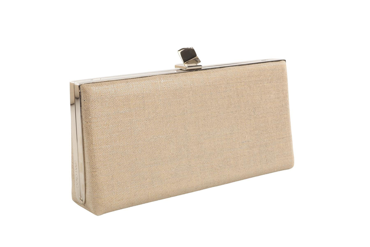JIMMY CHOO GOLD CANVAS CLUTCH