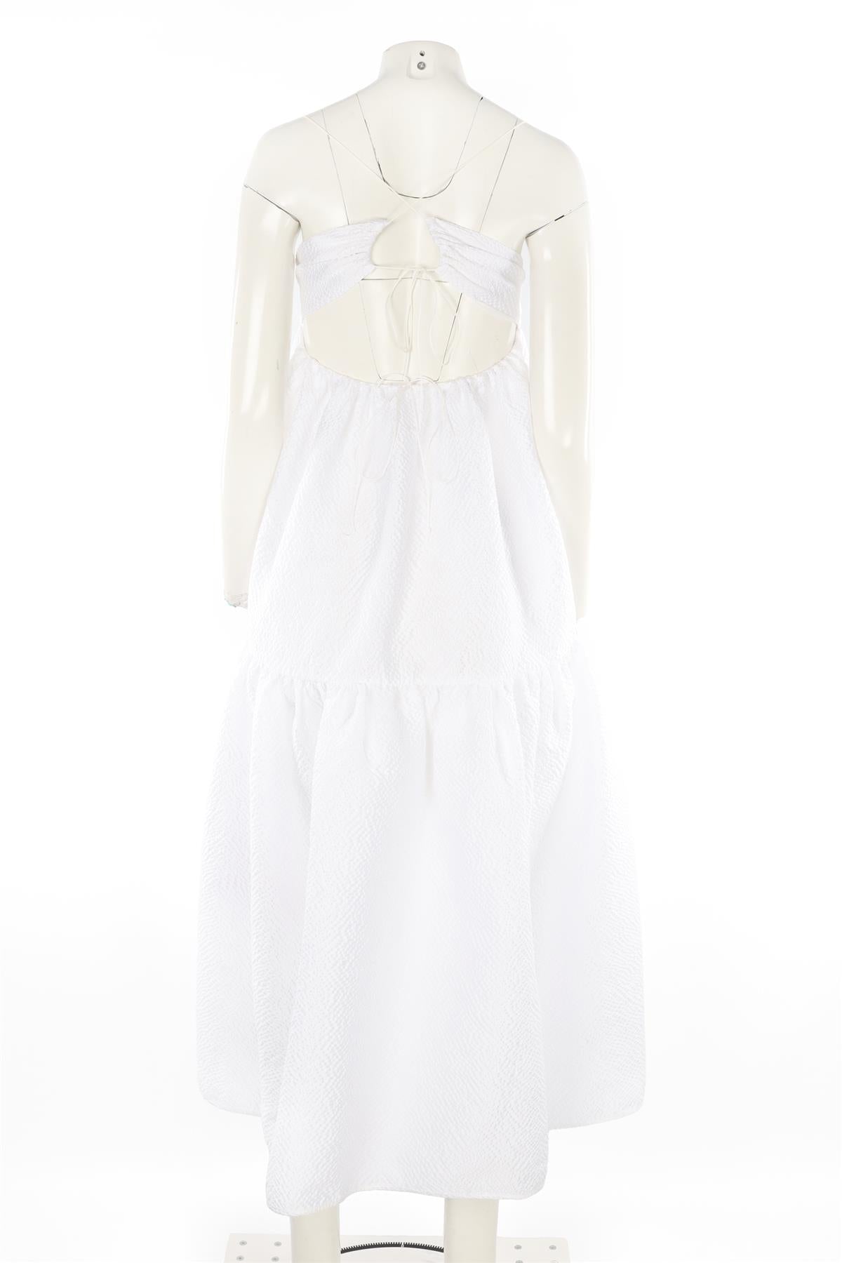 CECILIE BAHNSEN WHITE SATIN MAXI DRESS UK 8