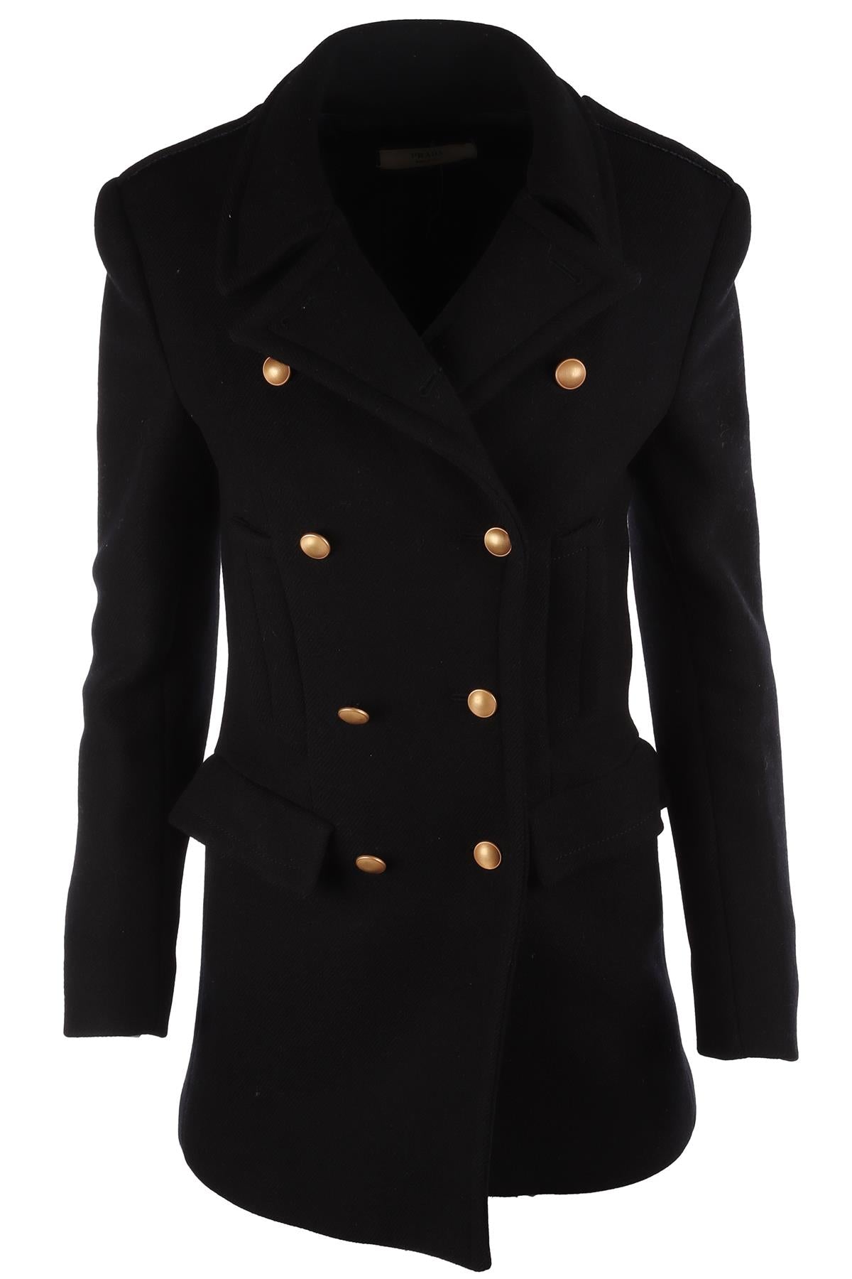 PRADA NAVY WOOL COAT IT 40 UK 8 US 4