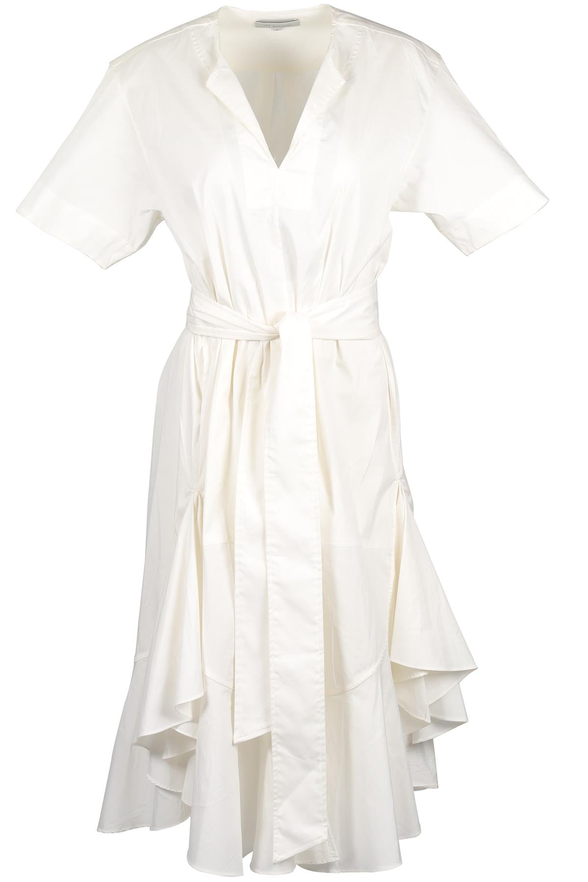 LEE MATHEWS WHITE COTTON MIDI DRESS US 0 UK 4