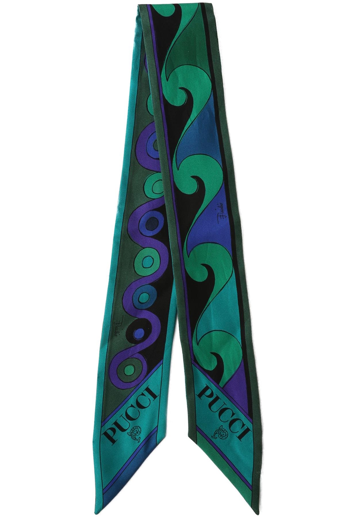 PUCCI GREEN SILK TWILLY SCARF