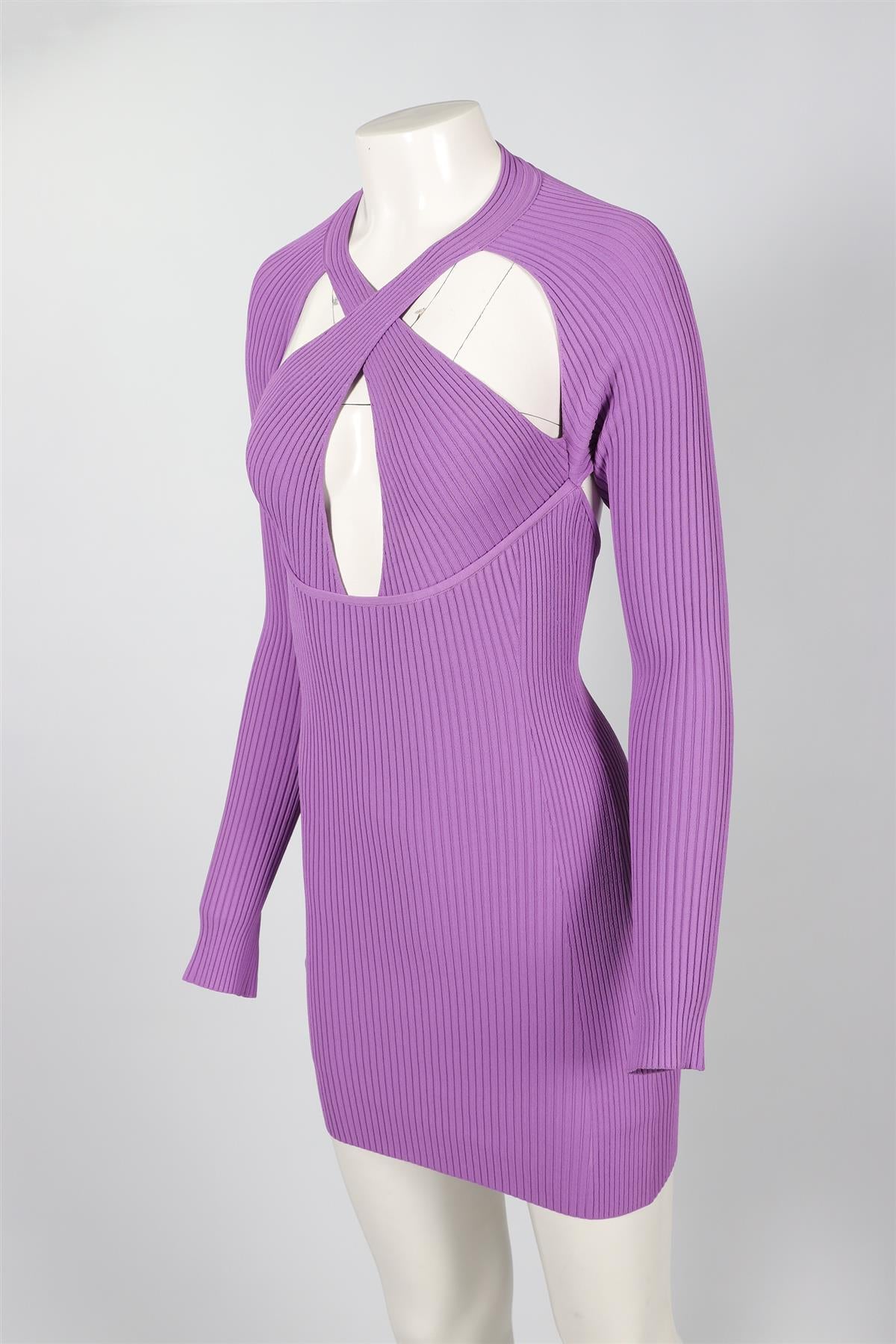 DAVID KOMA PURPLE KNIT MINI DRESS XSMALL