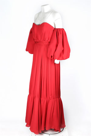 JOHANNA ORTIZ RED SILK MAXI DRESS UK 6