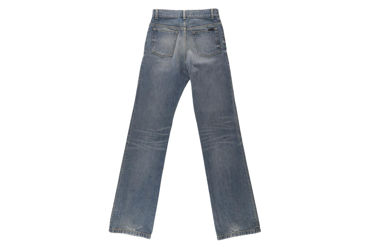 SAINT LAURENT BLUE HIGH RISE STRAIGHT LEG JEANS W27