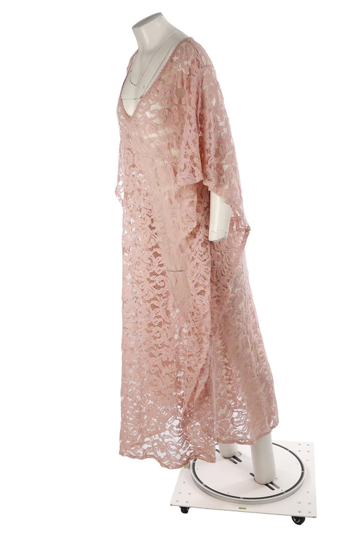 MELISSA ODABASH NUDE LACE KAFTAN