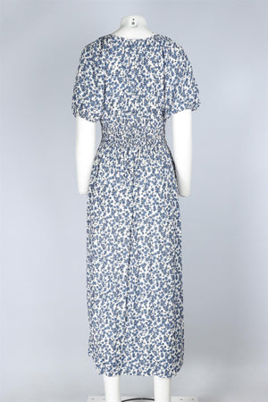 FAITHFUL THE BRAND BLUE RAYON MAXI DRESS UK 8