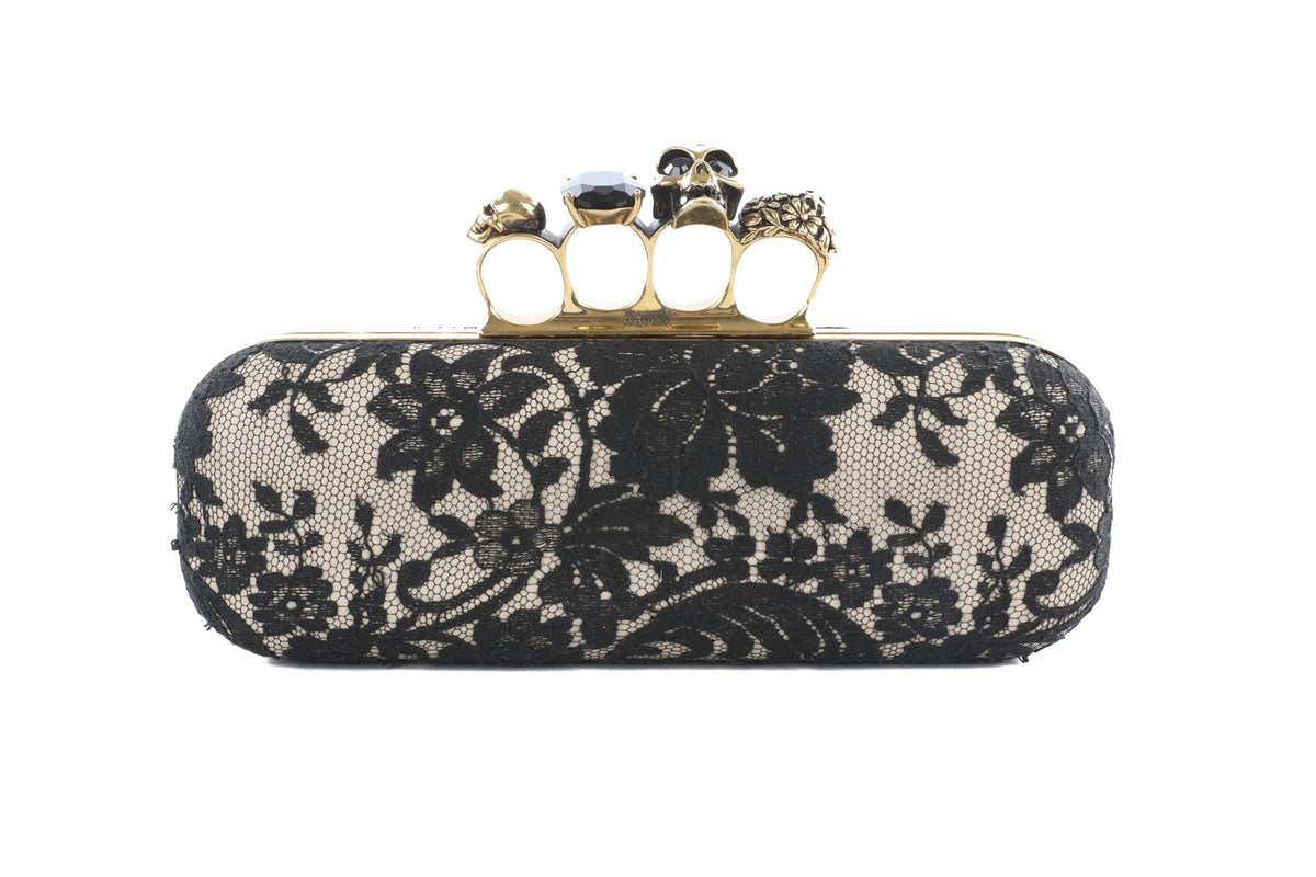 ALEXANDER MCQUEEN BLACK KNUCKLE LACE CLUTCH