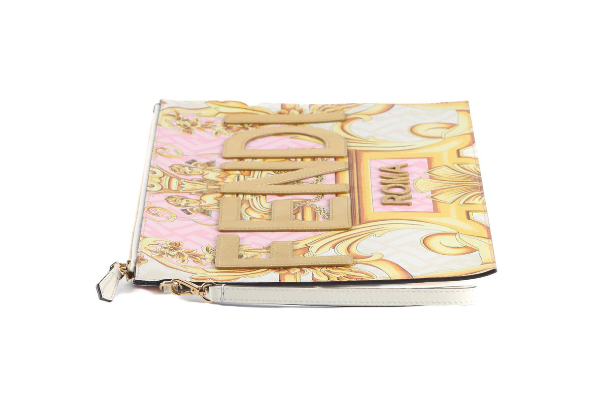 FENDACE PINK FF LEATHER CLUTCH