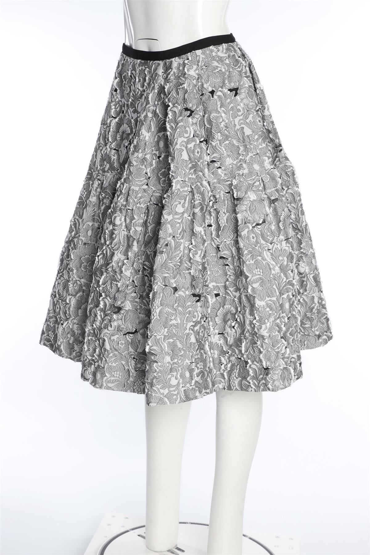 ERDEM GREY JACQUARD MIDI SKIRT UK 10