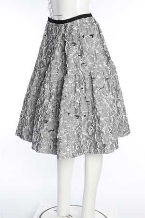 ERDEM GREY JACQUARD MIDI SKIRT UK 10