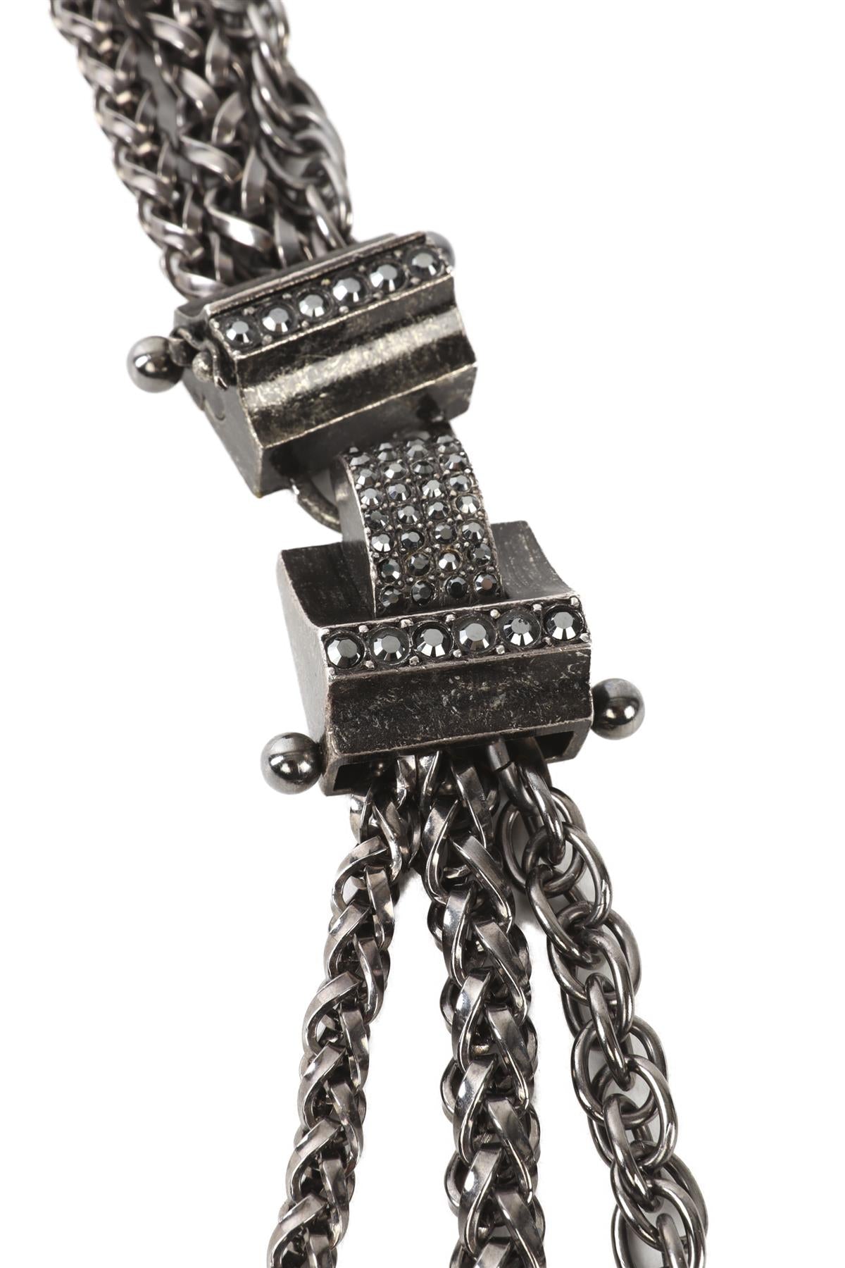 LANVIN GREY CRYSTAL AND CHAIN WAIST BELT