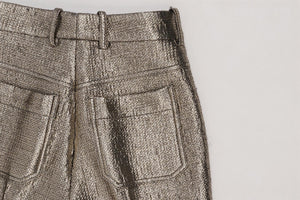ROBERTO CAVALLI GOLD WOOL FLARED PANTS IT 38 UK 6