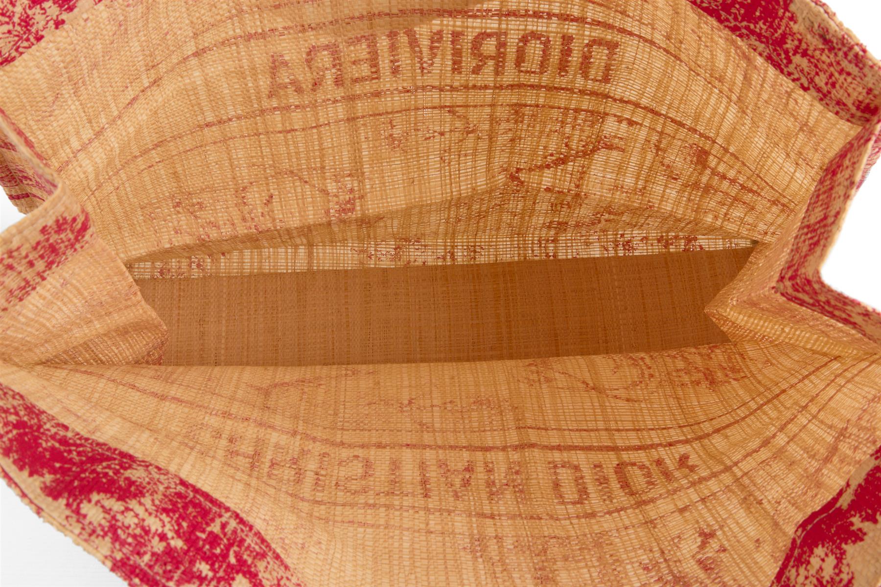 CHRISTIAN DIOR BEIGE DIORIVIERA RAFFIA TOTE BAG