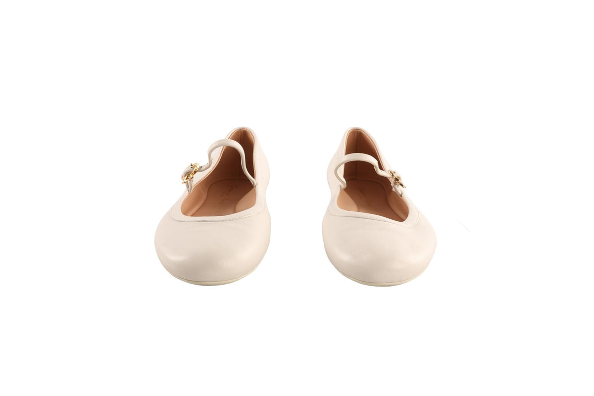 GIANVITO ROSSI WHITE LEATHER BALLET FLATS EU 36 UK 3 US 6