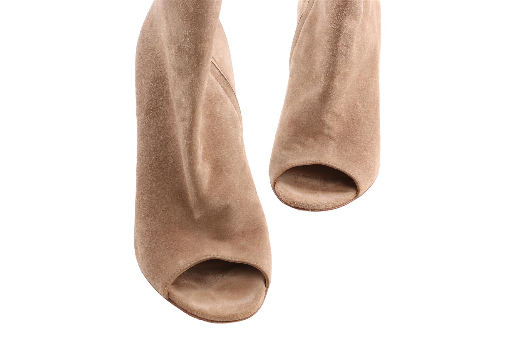 GIANVITO ROSSI BEIGE SUEDE ANKLE BOOTS EU 38