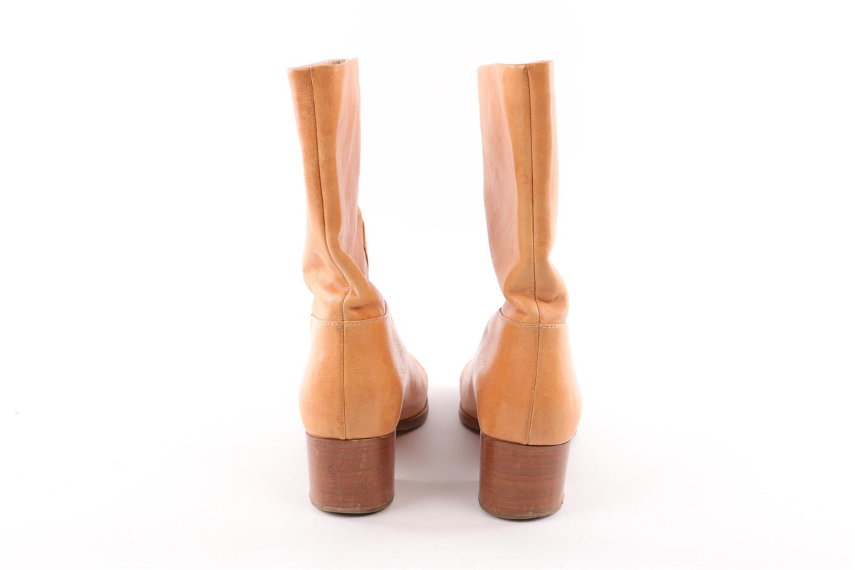 CHANEL TAN LEATHER ANKLE BOOTS EU 40 UK 7 US 10