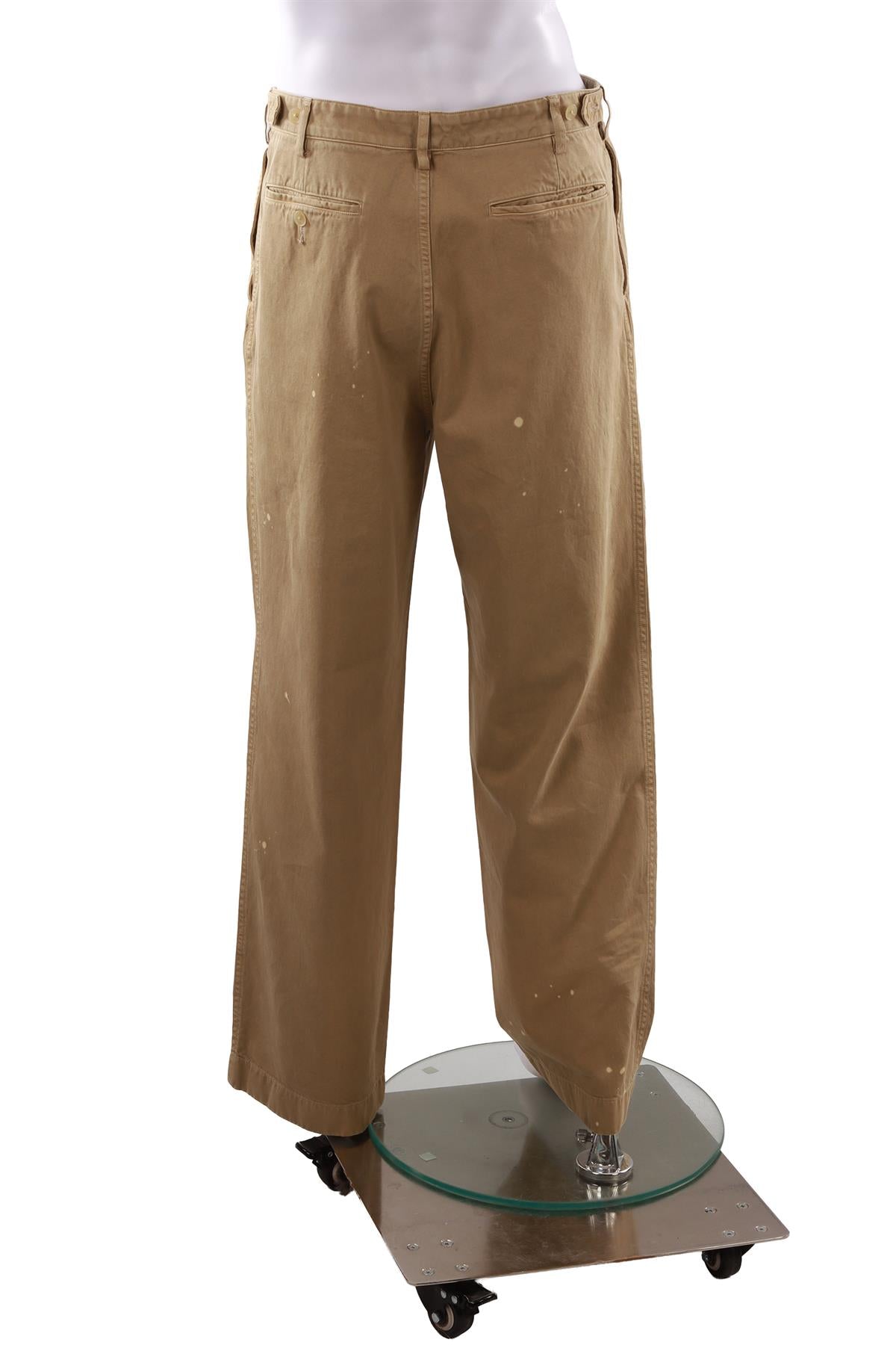BEIGE MEN'S COTTON STRAIGHT LEG PANTS