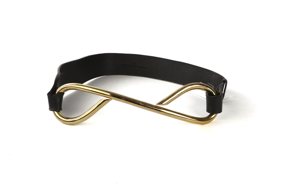 SILVIA TCHERASSI BLACK LEATHER WAIST BELT XSMALL