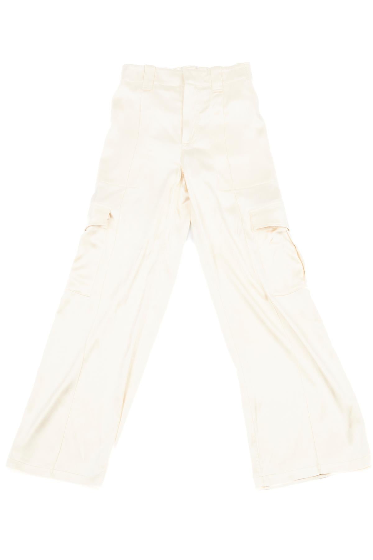 PHOEBE PHILO IVORY SILK STRAIGHT LEG PANTS FR 34 UK 6