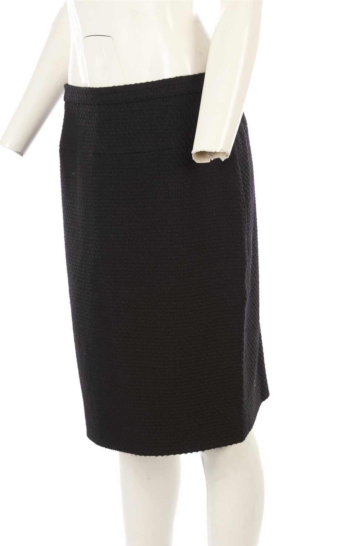 CHANEL BLACK 1991 WOOL SKIRT SUIT FR 46