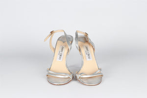 JIMMY CHOO SILVER LEATHER SANDALS EU 35.5 UK 2.5 US 5.5