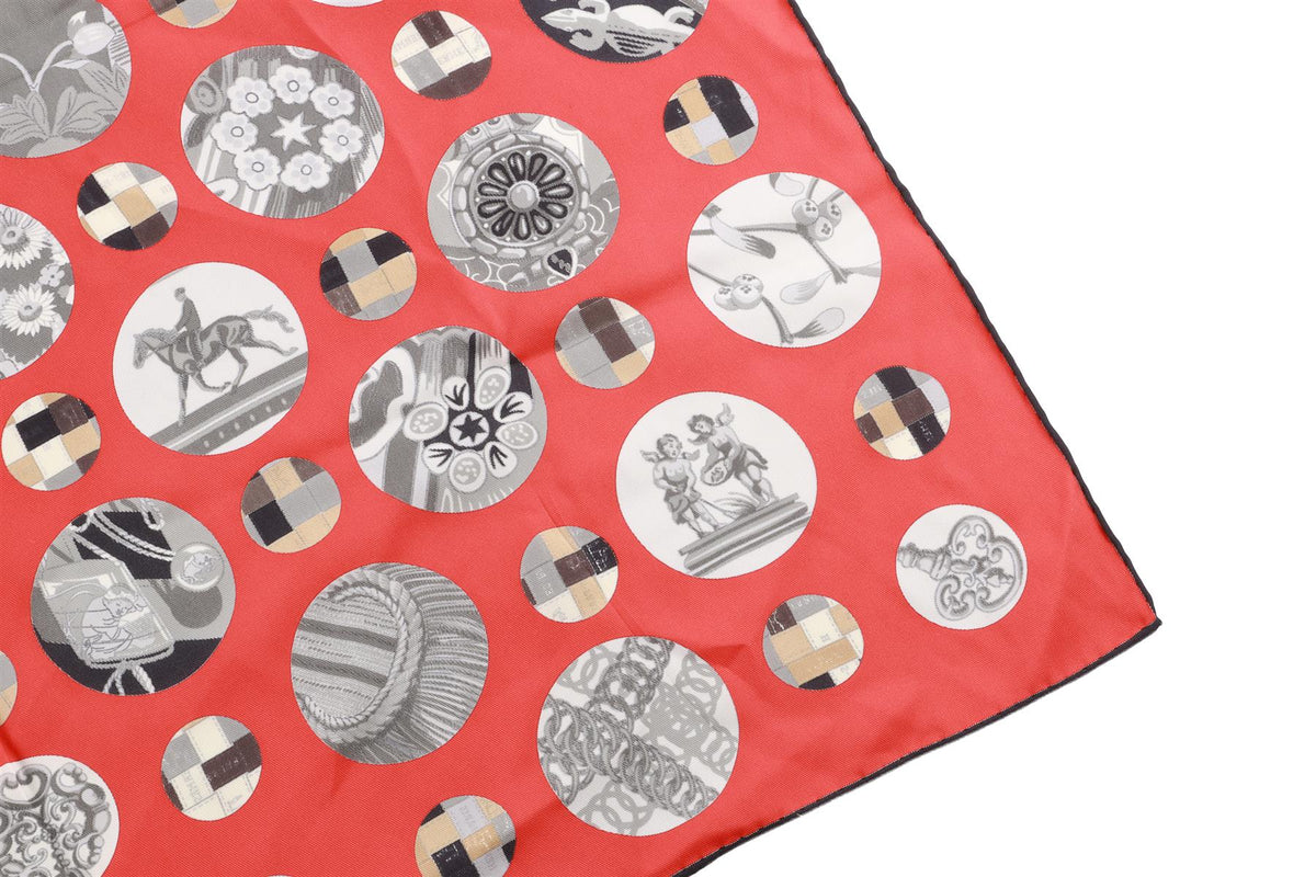 HERMÈS RED POIS DE SOIE SILK SCARF 65CM