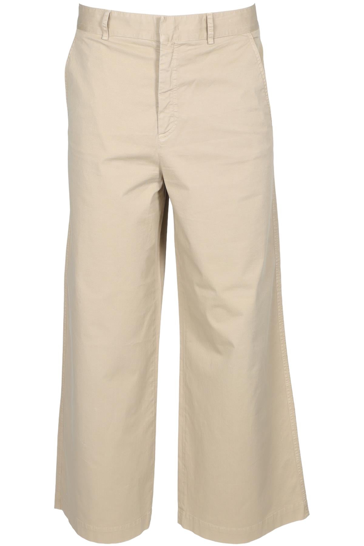 RED VALENTINO BEIGE COTTON WIDE LEG TROUSERS FR 42 UK 14