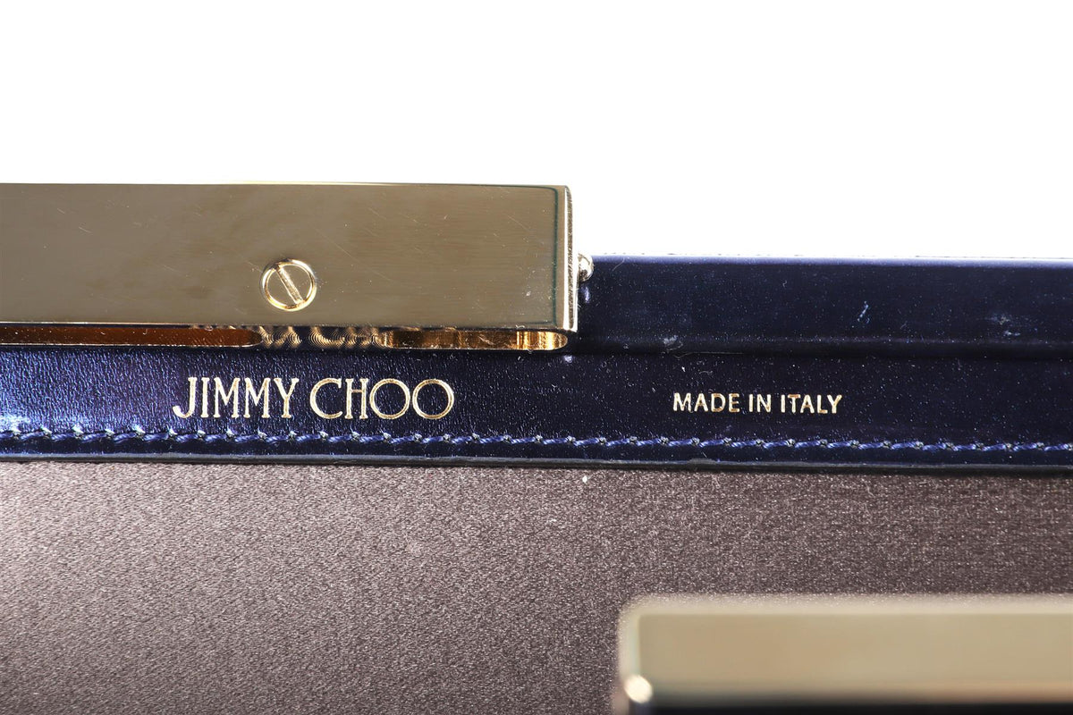 JIMMY CHOO NAVY LEATHER CLUTCH