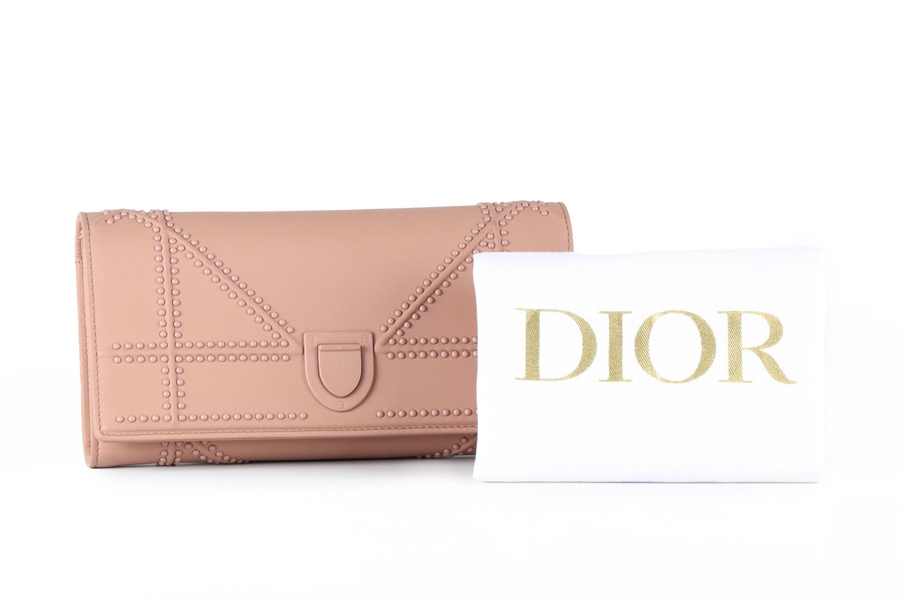 CHRISTIAN DIOR PINK DIORAMA CROISIERE LEATHER WALLET ON CHAIN