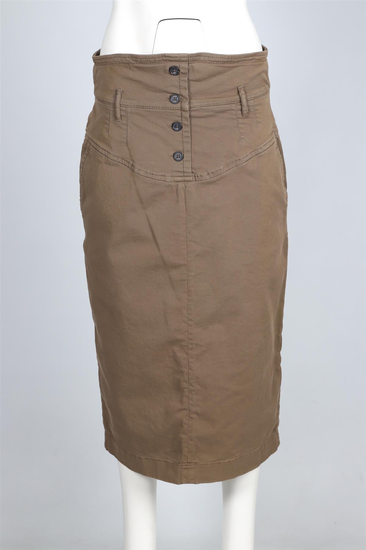 Nº 21 BROWN COTTON MIDI SKIRT IT 48 UK 16
