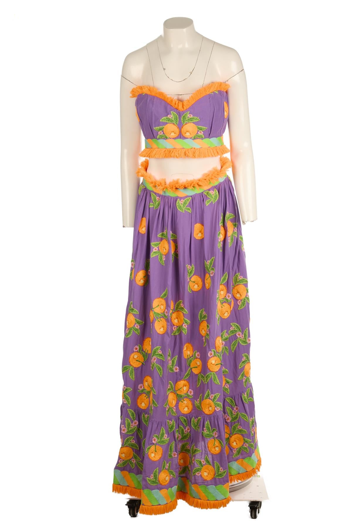 YULIYA MAGDYCH PURPLE COTTON TOP AND SKIRT SET SMALL