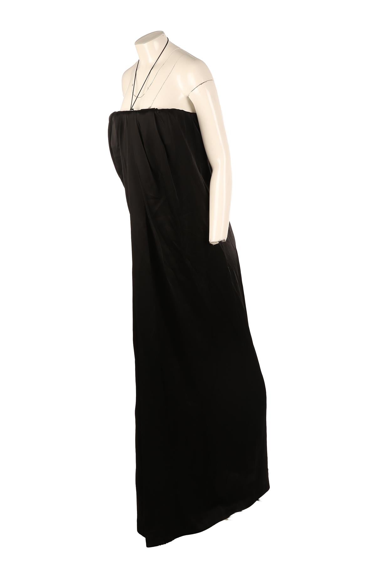 SAINT LAURENT BLACK SATIN MAXI DRESS FR 38 UK 10