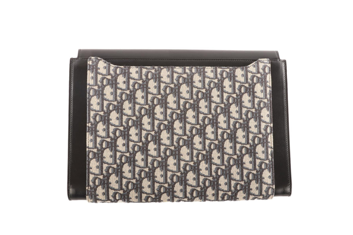 CHRISTIAN DIOR BLACK 2022 SADDLE OBLIQUE CANVAS AND LEATHER POUCH
