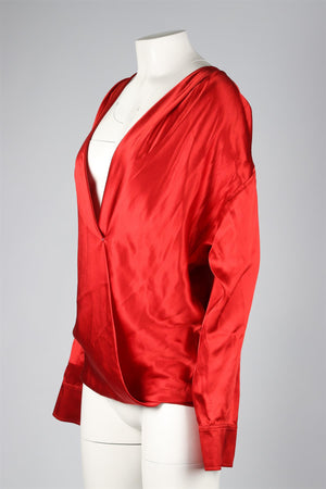 BALMAIN RED SILK TOP FR 34 UK 6