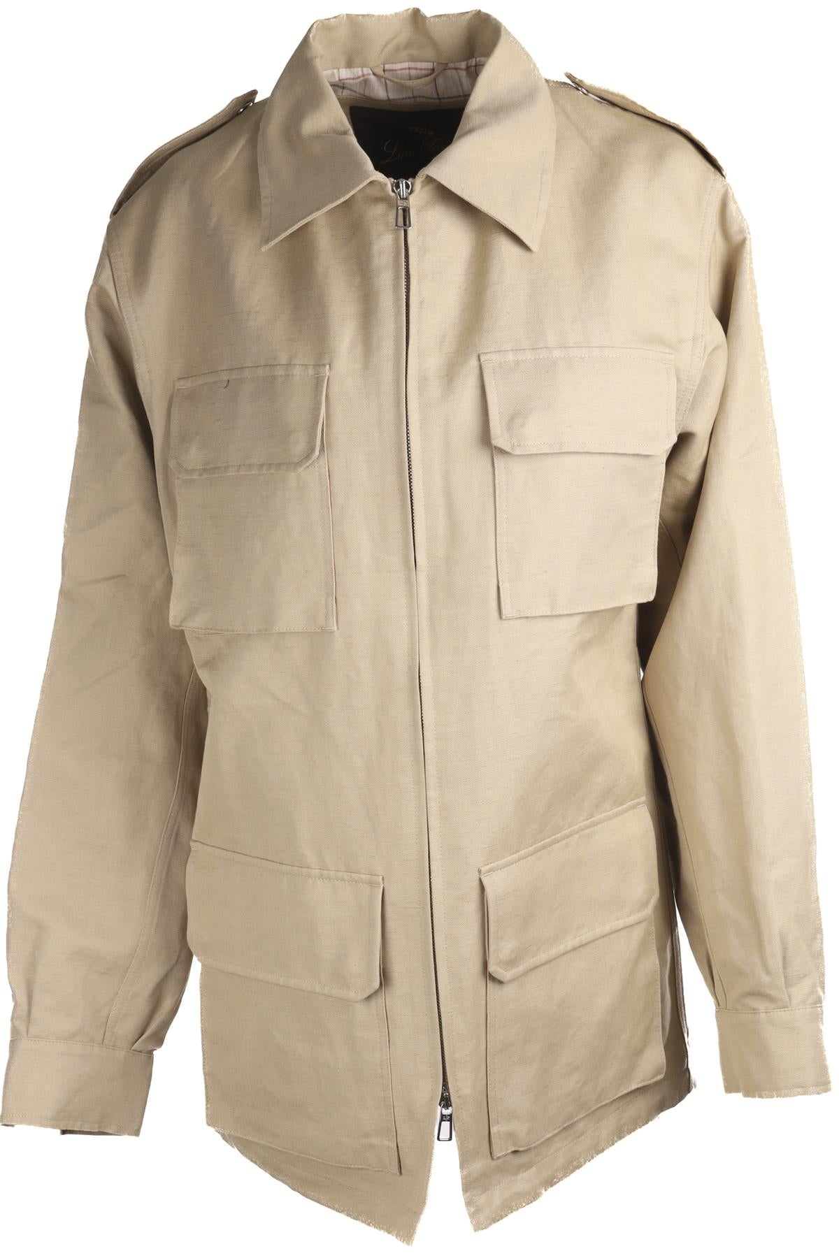 LORO PIANA BEIGE COTTON JACKET MEDIUM