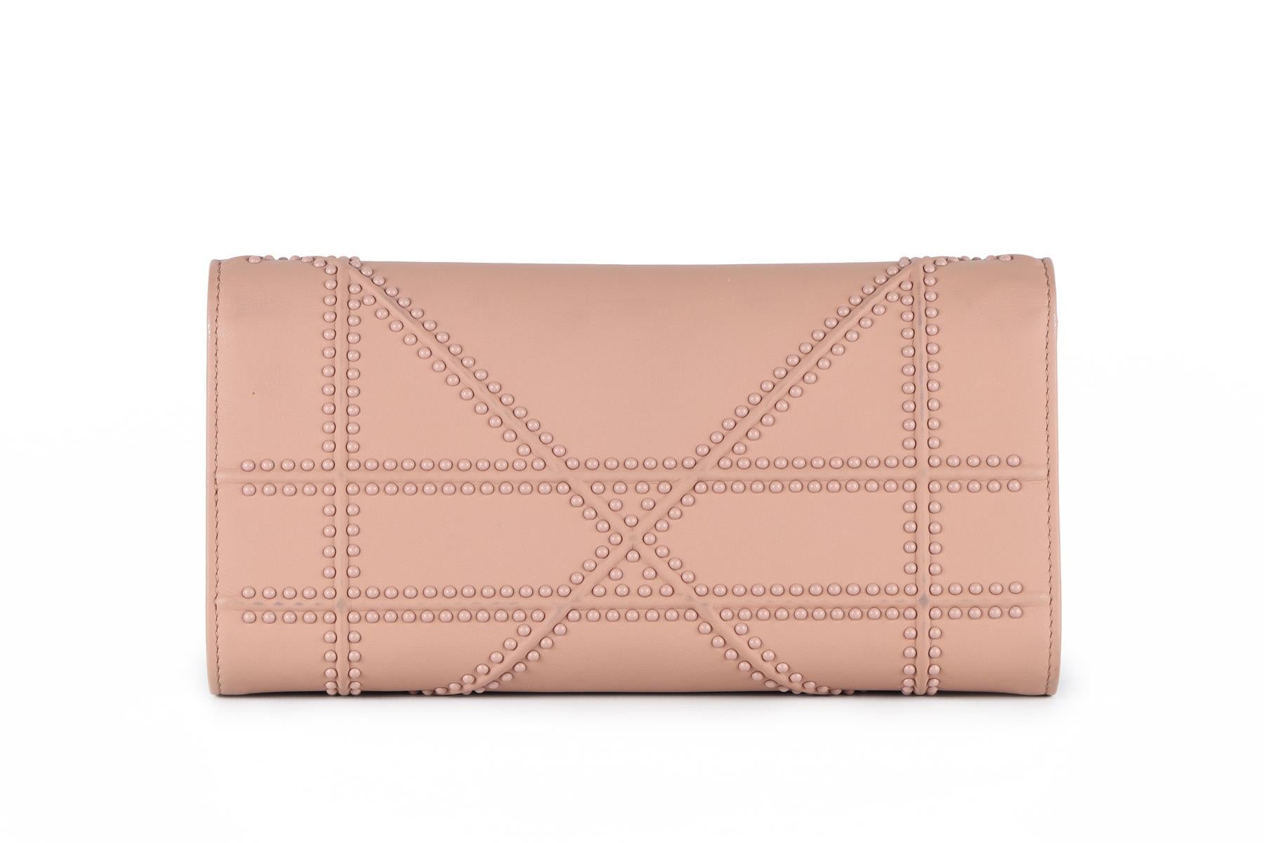 CHRISTIAN DIOR PINK DIORAMA CROISIERE LEATHER WALLET ON CHAIN