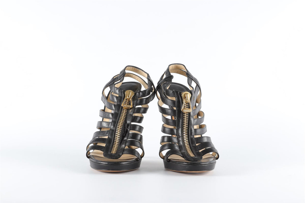 JIMMY CHOO BLACK LEATHER SANDALS EU 39 UK 6 US 9