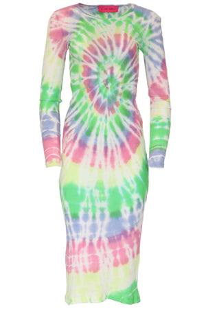 THE ELDER STATESMAN TIE DYED COTTON AND CASHMERE BLEND MIDI DRESS XSMALL
