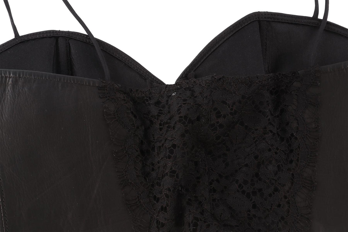KIKI MONTPARNASSE BLACK LEATHER TOP SMALL