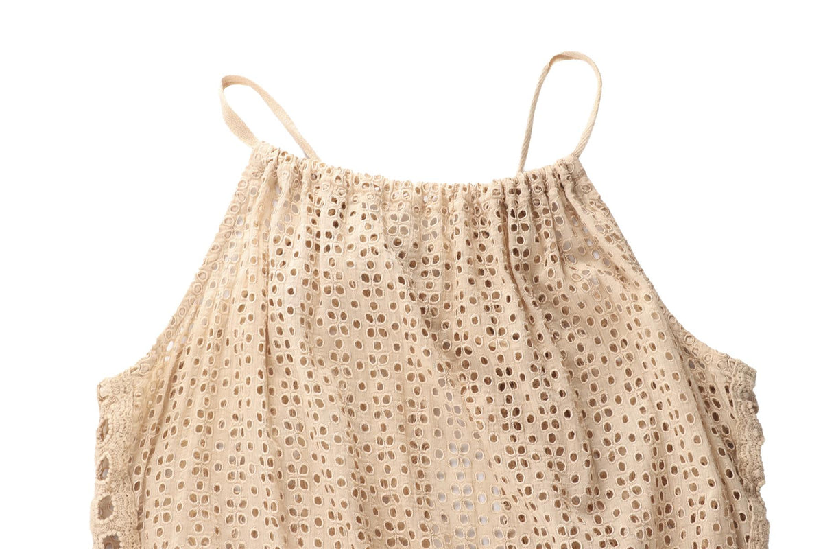 SUNDAY ST TROPEZ BEIGE COTTON PLAYSUIT SMALL